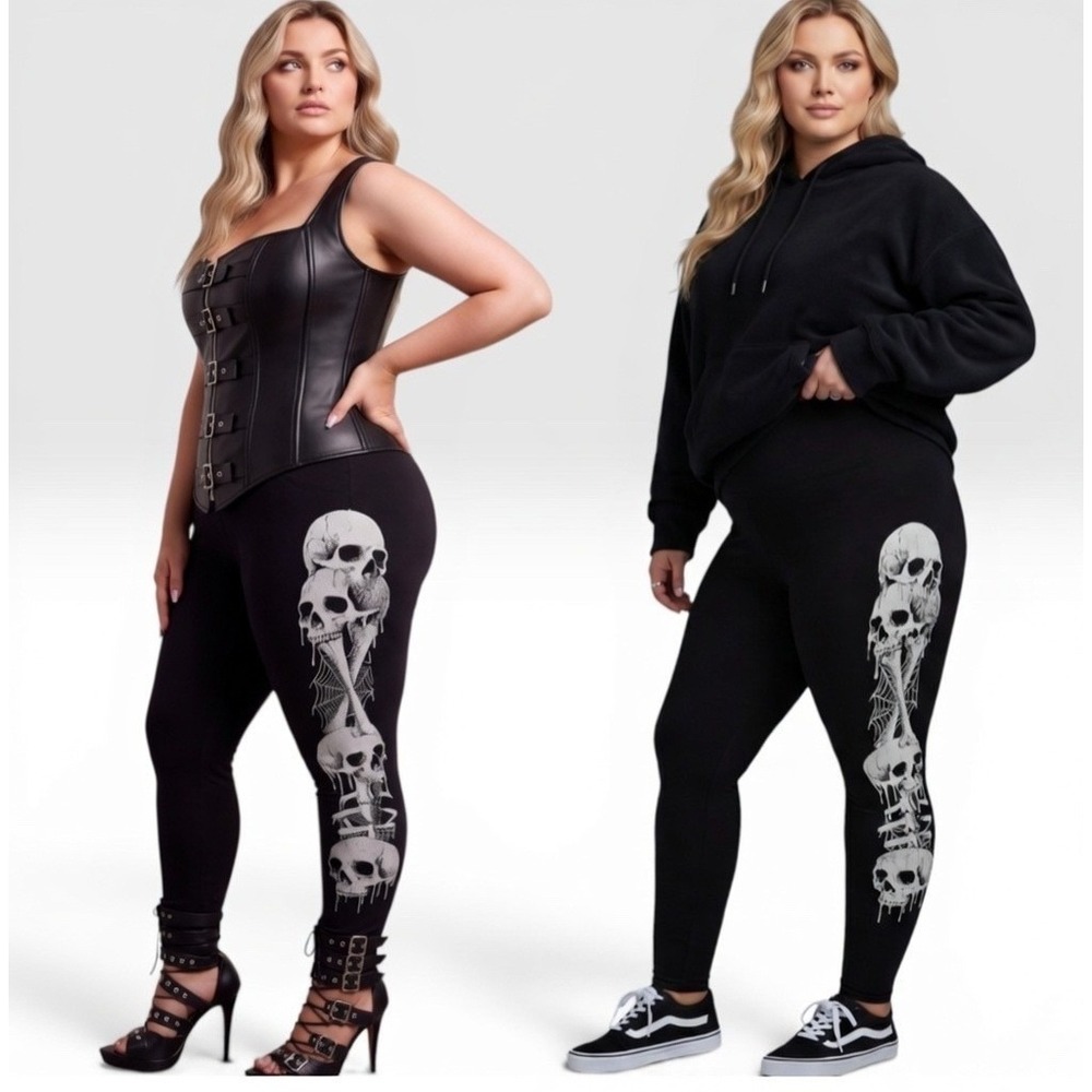 TORRID Nightfall Black Leggings  w/Skulls, Bones, Spiderwebs NWT Size 2X
